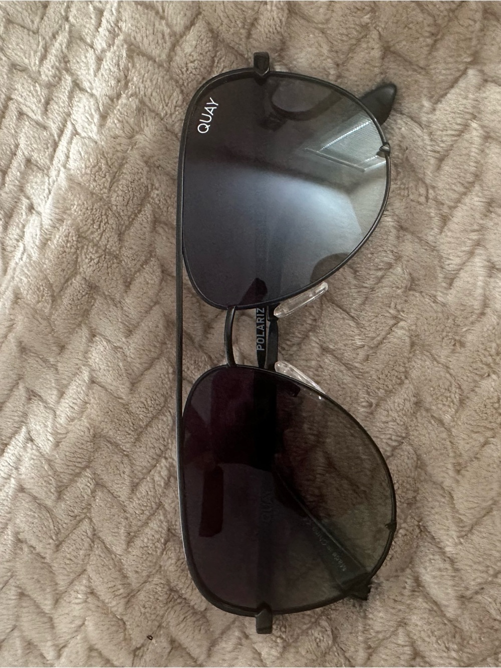 Quay Australia Black Aviator Polarized Sunglasses